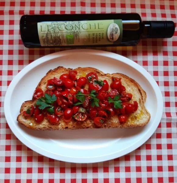 Bruschetta con olio extra vergine Le Conche